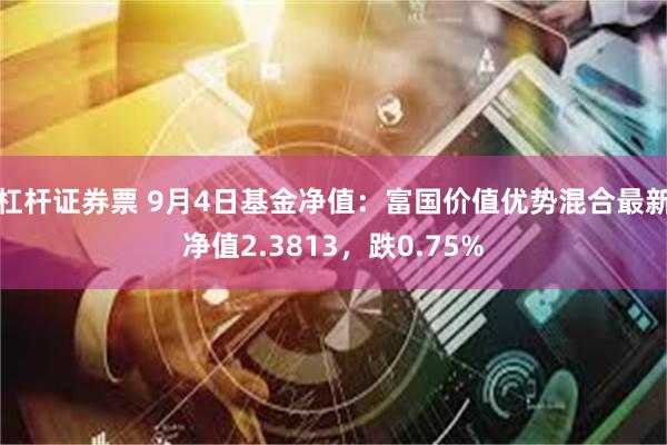 杠杆证券票 9月4日基金净值：富国价值优势混合最新净值2.3813，跌0.75%